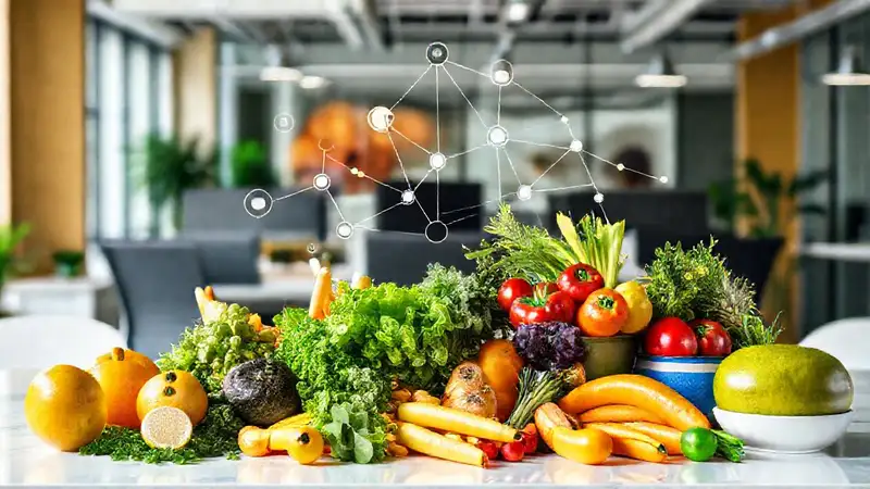 Alimentos saludables en un entorno laboral moderno