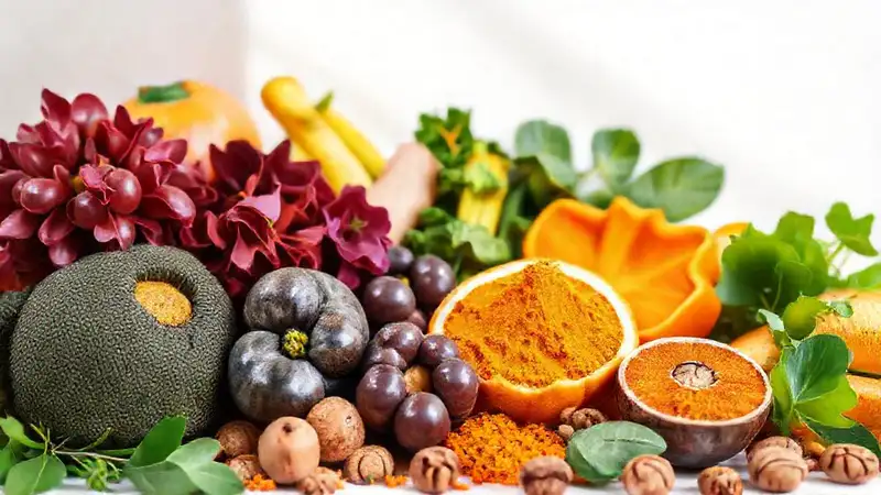 Variedad de alimentos antiinflamatorios y naturales