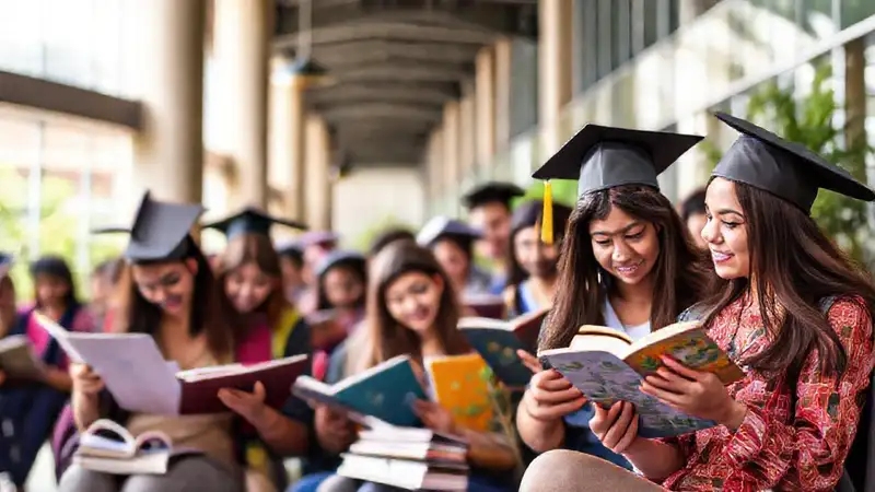 Formularios, estudiantes, campus, libros, graduación, inspiración