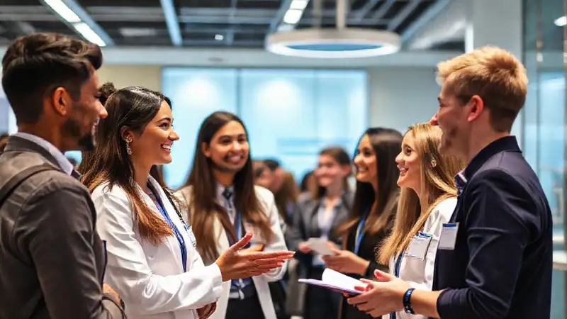 Estudiantes y profesionales dentales en feria
