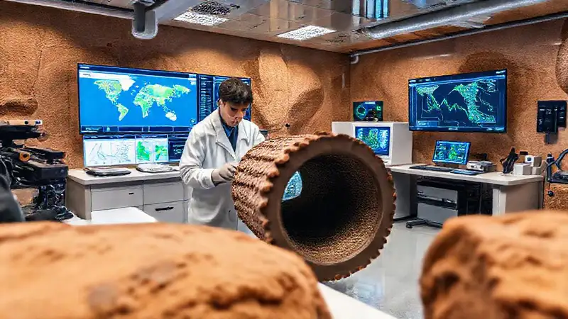 Laboratorio moderno de geología con tecnología avanzada