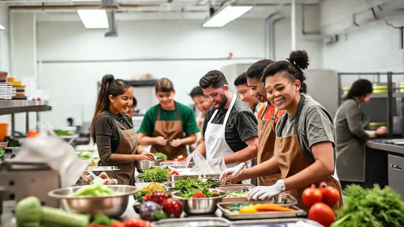 Taller de nutrición estudiantil en cocina industrial