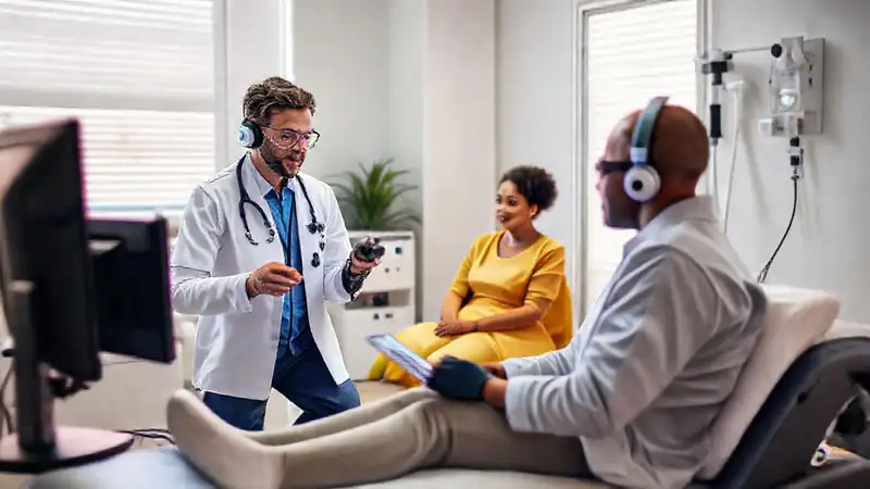 Atención médica moderna y remota con tecnología avanzada