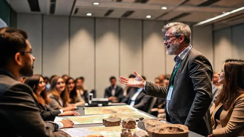 Geólogo presenta datos a audiencia atenta