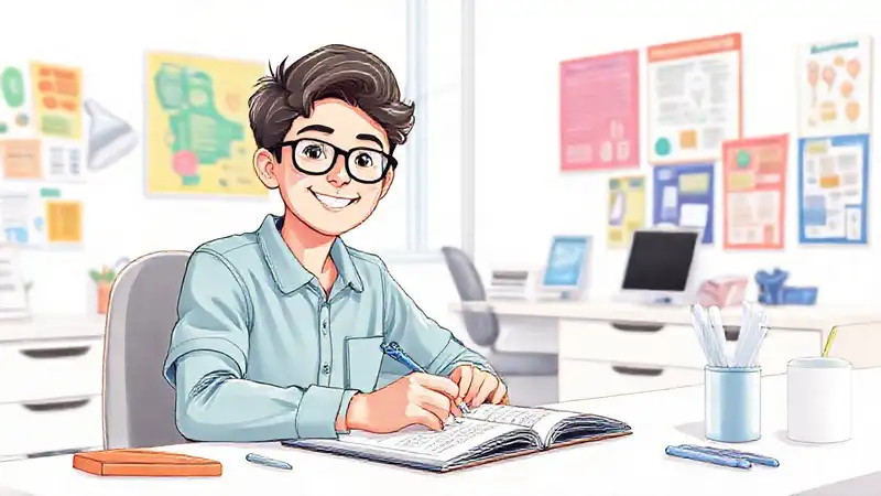 Estudiante estudiando en un espacio organizado y motivador