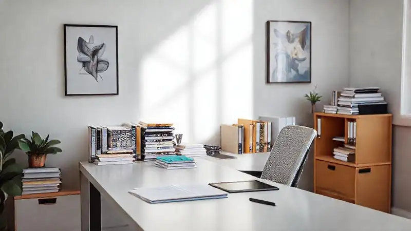 Espacio de estudio de enfermería ordenado y profesional