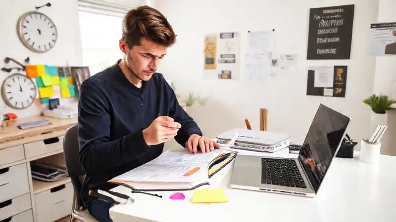 Estudio organizado con foco y motivación