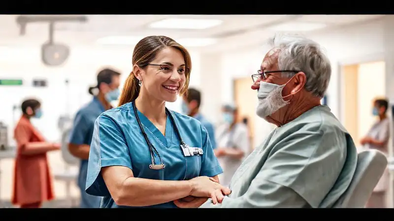 Enfermera atiende paciente en hospital moderno