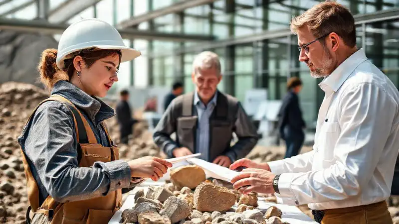 Estudiante de geología en trabajo, profesional y colaborativo