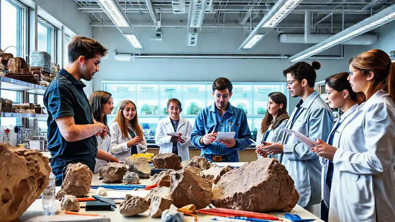 Estudiantes colaboran en laboratorio de geología