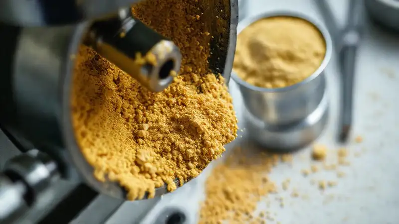 Muestras de oro molido en laboratorio