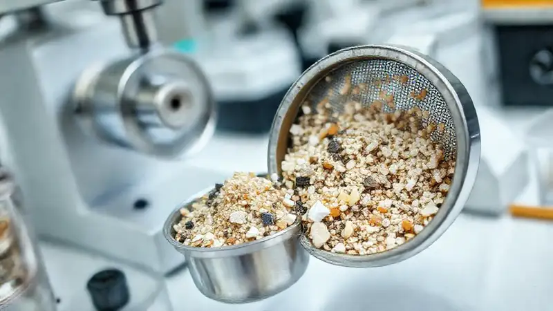 Preparación de muestras minerales en laboratorio organizado