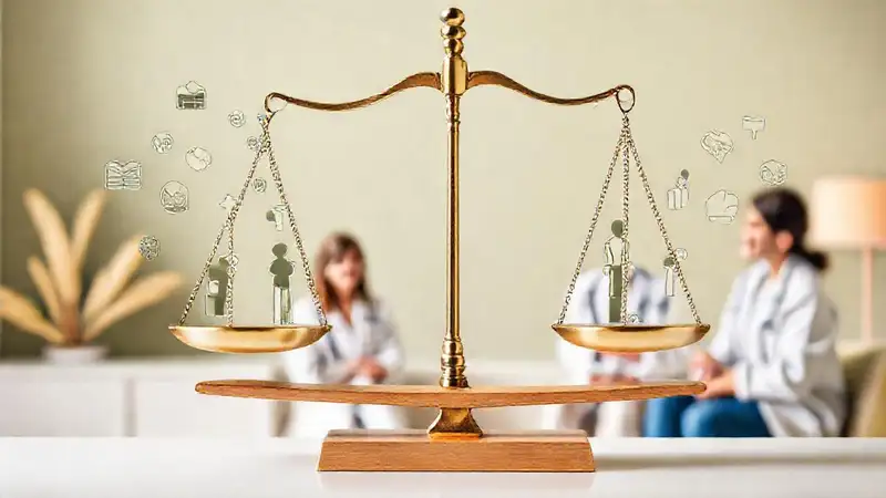 Símbolo de justicia y colaboración en salud