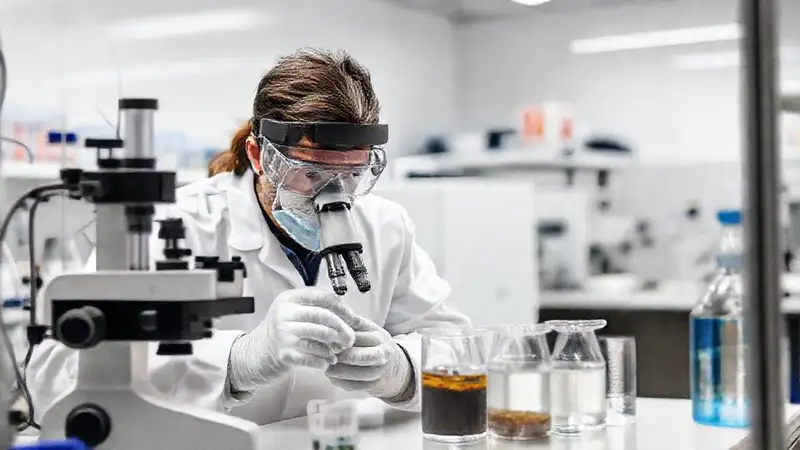 Técnico analiza muestras en laboratorio moderno