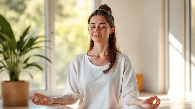Terapeuta en calma practicando meditación mindfulness