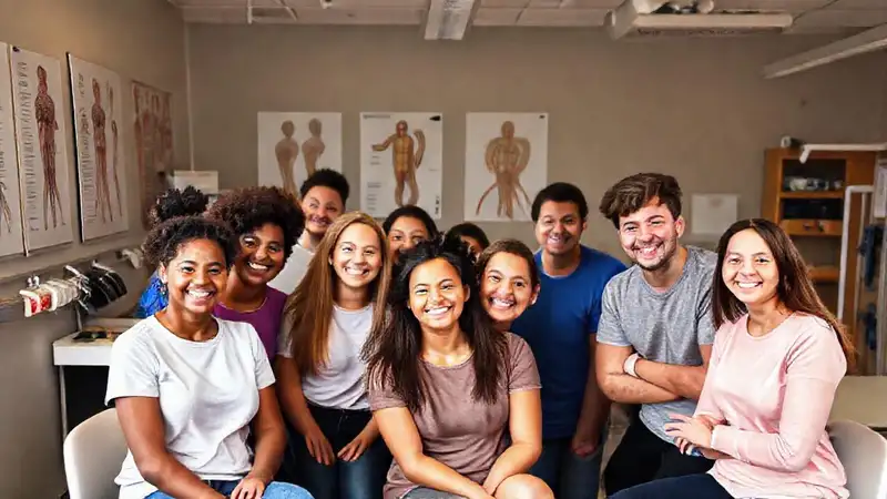 Aula motivadora con estudiantes diversos y apoyo