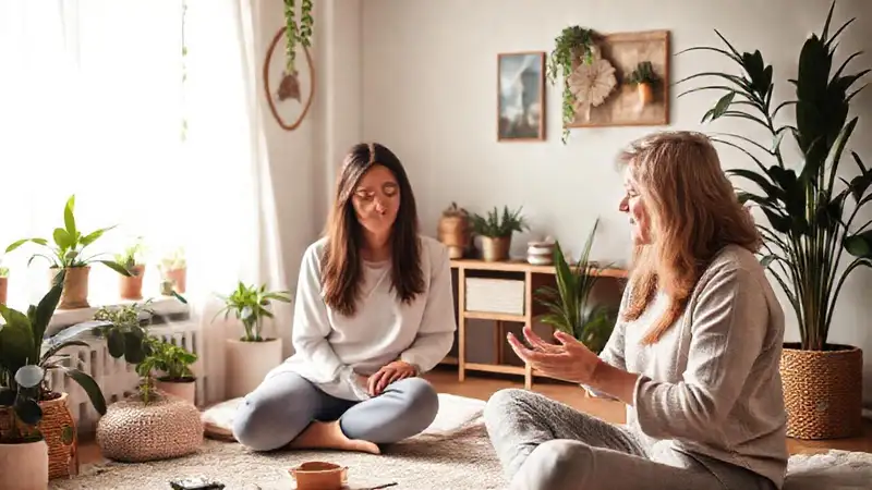 Terapeuta guía en un ambiente calmante