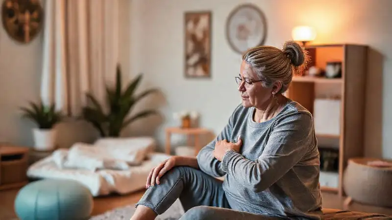 Terapeuta calma en ambiente acogedor y relajante