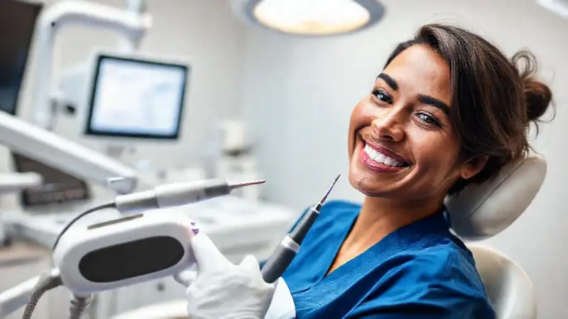 Equipo láser dental en clínica moderna brillante