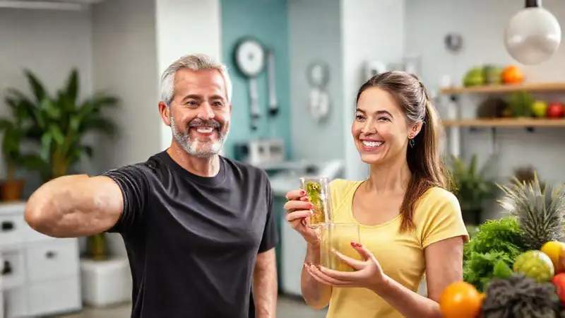 Vida saludable con ejercicio, nutrición y bienestar