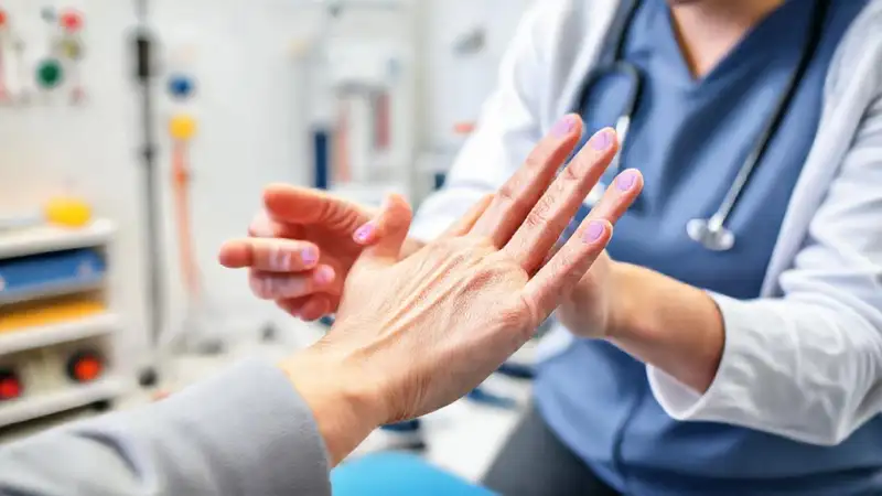 Terapeuta ayuda con ejercicios de mano