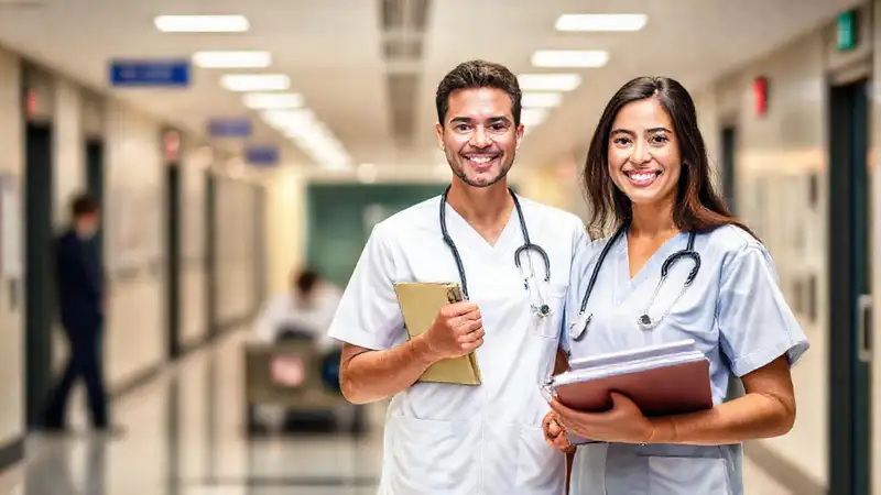Estudiante de enfermería en hospital