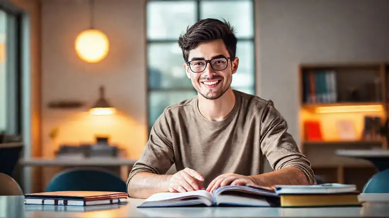 Estudiante motivado y confiado en su estudio